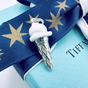 RARE Tiffany & Co. White Enamel Ice Cream Cone Charm with PACKAGING